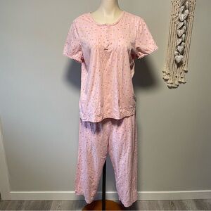 Penmans Cottagecore 100% Cotton Classic 2 Piece Pajama Sleepwear Set Pink Large